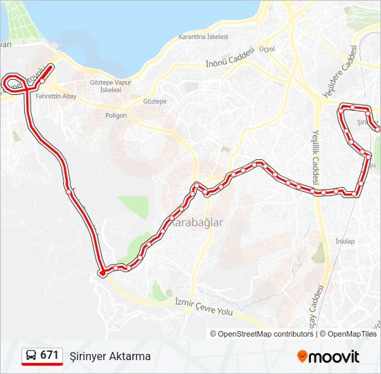 671 Bus Line Map