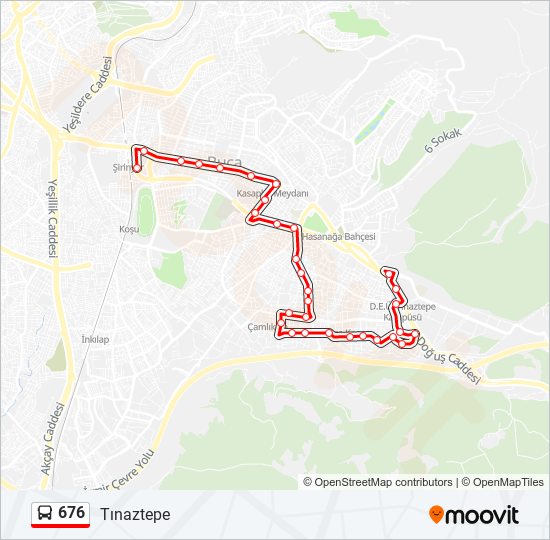 676 otobüs Hattı Haritası