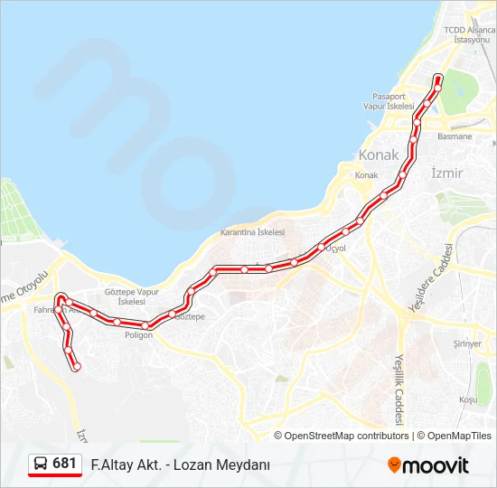 681 Bus Line Map