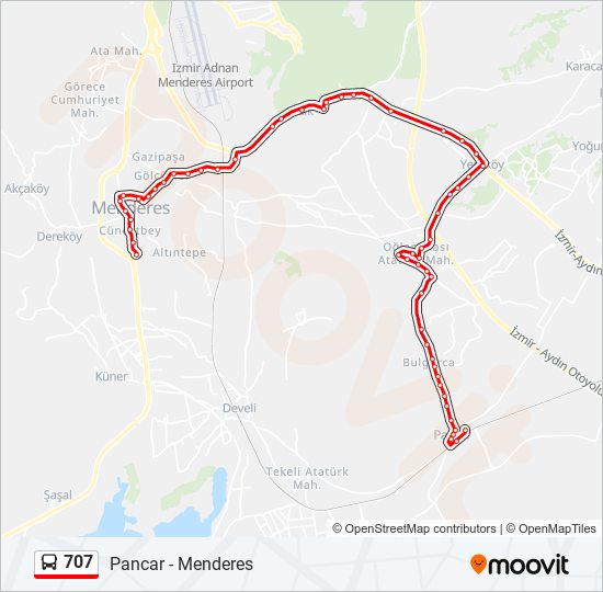 707 otobüs Hattı Haritası