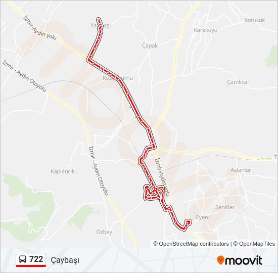 722 otobüs Hattı Haritası