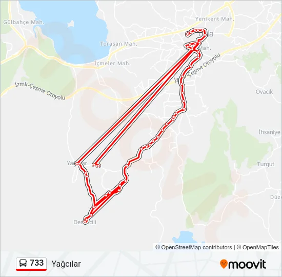 733 Bus Line Map