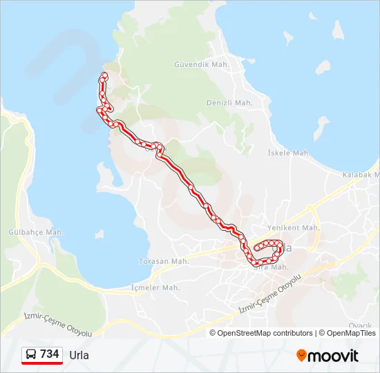 734 Bus Line Map