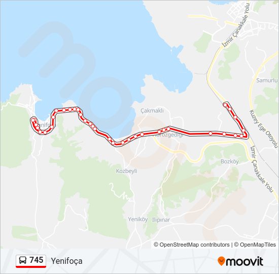 745 otobüs Hattı Haritası