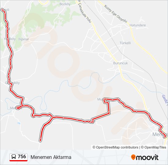 756 otobüs Hattı Haritası