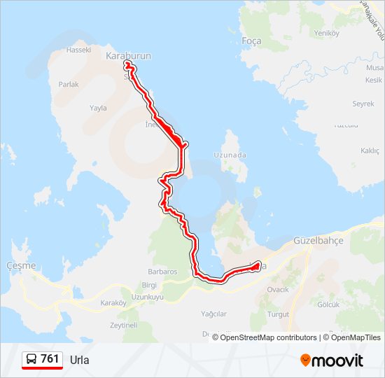 761 otobüs Hattı Haritası