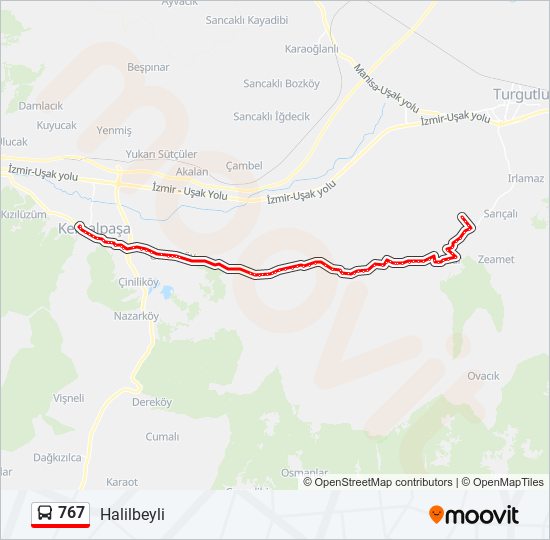 767 otobüs Hattı Haritası