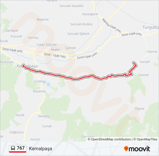 767 bus Line Map