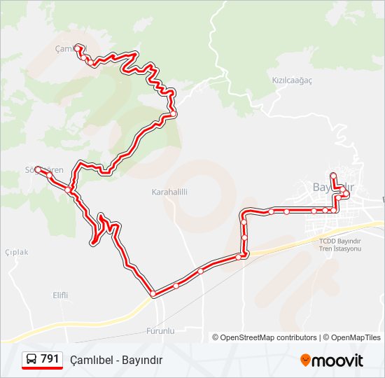 791 otobüs Hattı Haritası