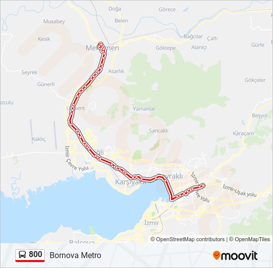 800 otobüs Hattı Haritası