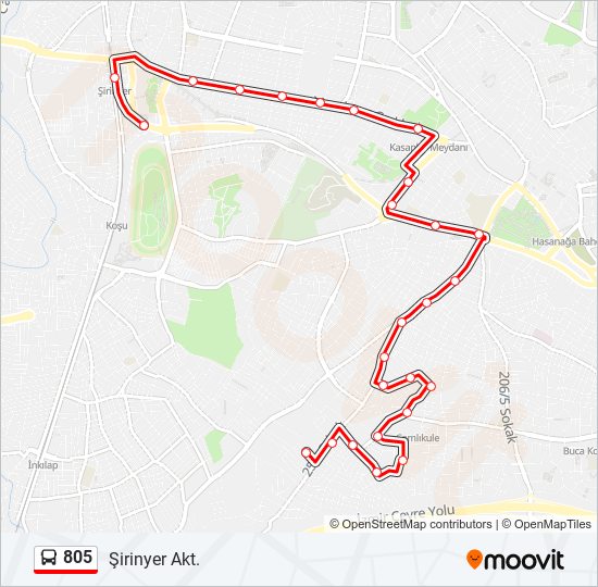 805 otobüs Hattı Haritası
