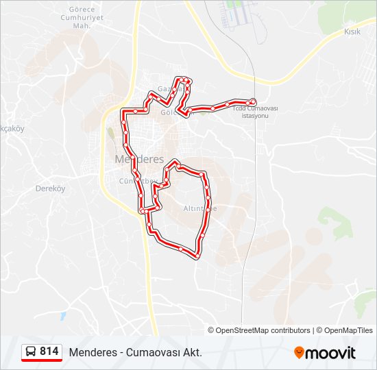 814 otobüs Hattı Haritası