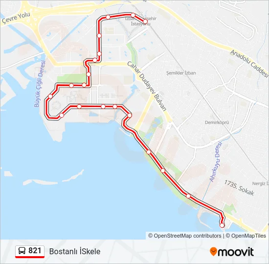 821 Bus Line Map