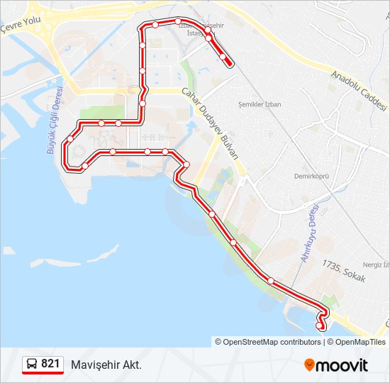 821 bus Line Map