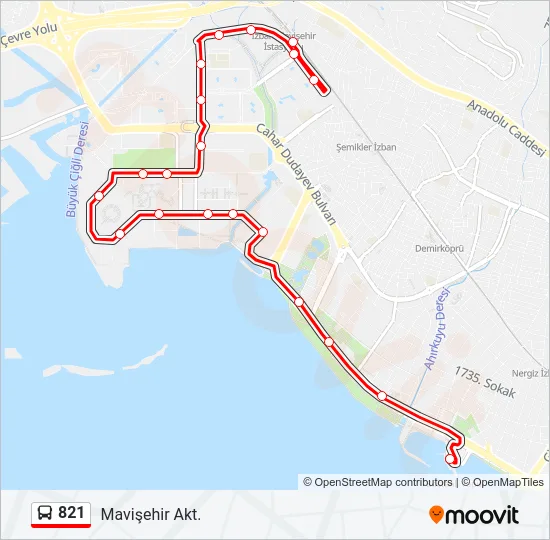 821 Bus Line Map