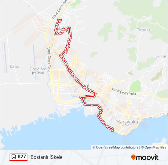 827 bus Line Map