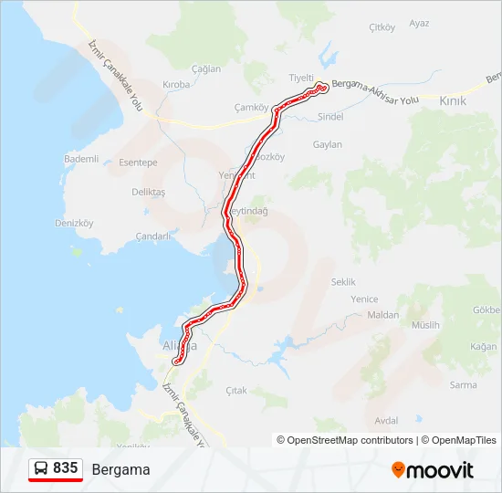 835 Bus Line Map