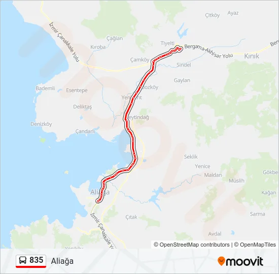 835 Bus Line Map