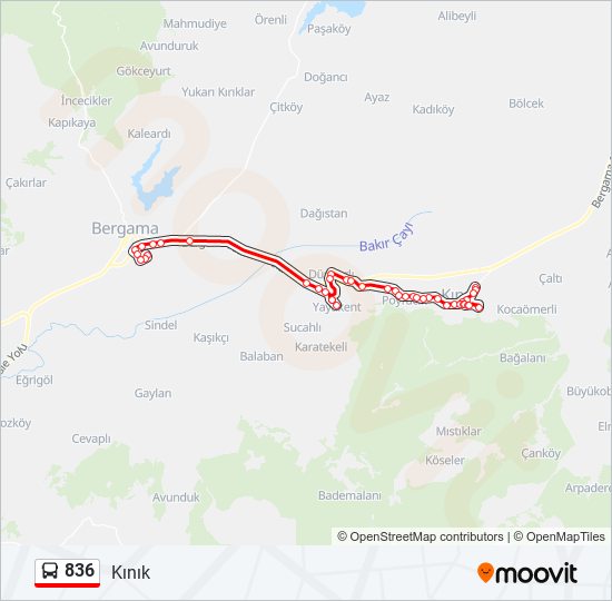 836 bus Line Map