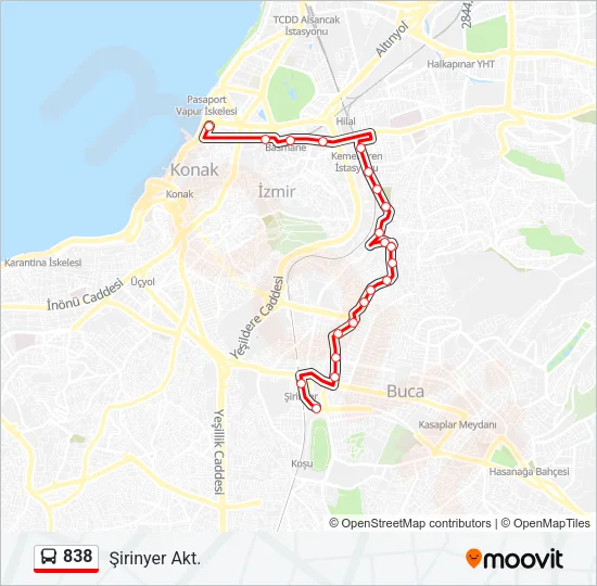 838 Bus Line Map
