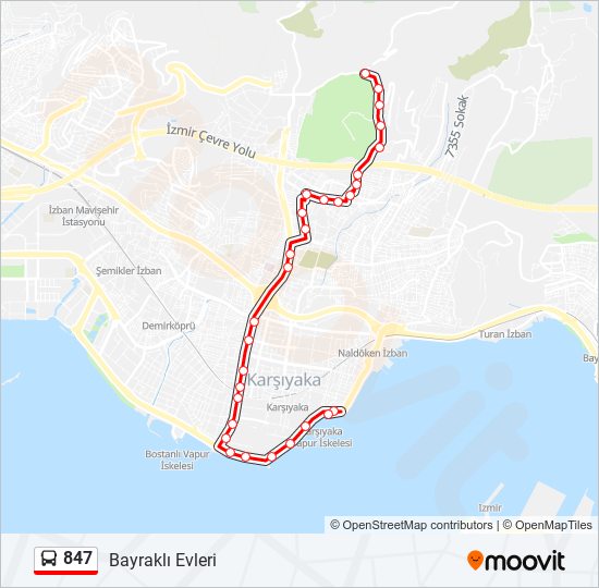 847 bus Line Map