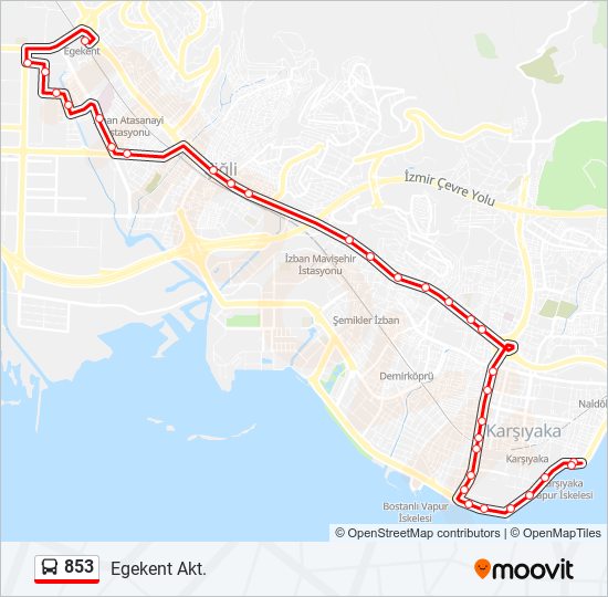 853 bus Line Map