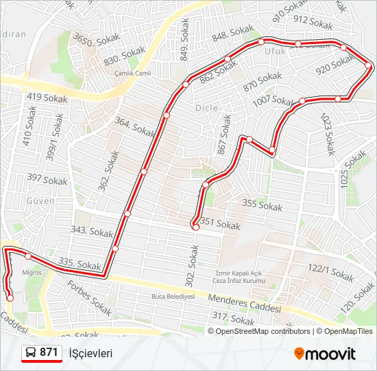 871 Bus Line Map