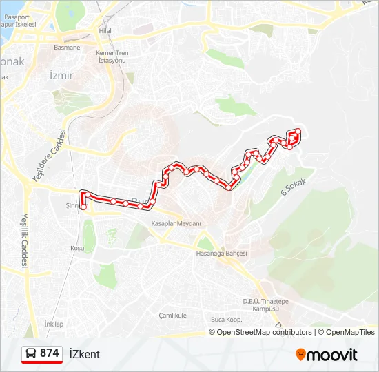874 Bus Line Map