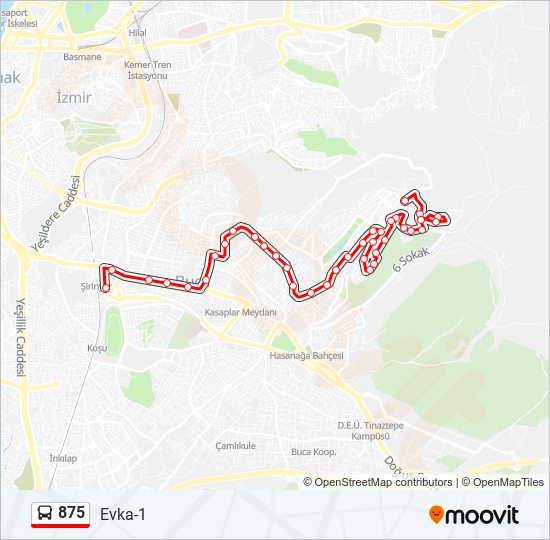 875 bus Line Map