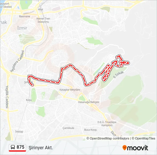 875 Bus Line Map