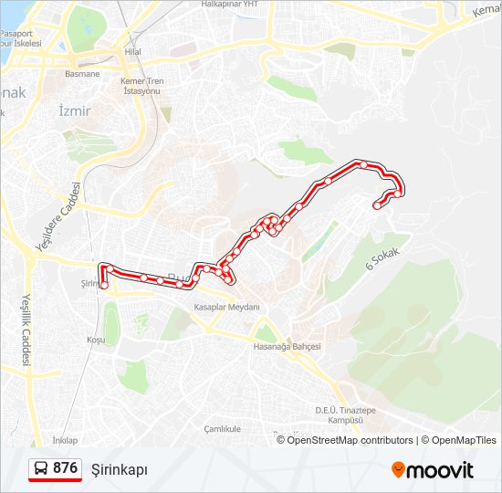 876 bus Line Map