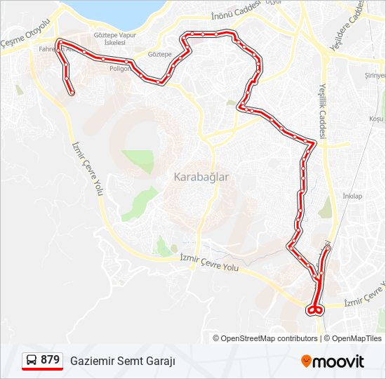 879 otobüs Hattı Haritası