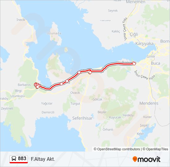 883 bus Line Map