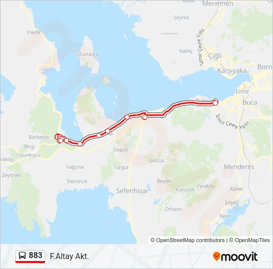883 Bus Line Map