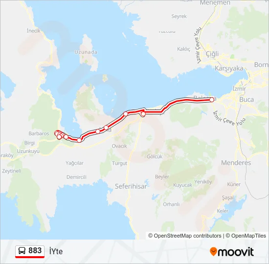 883 Bus Line Map