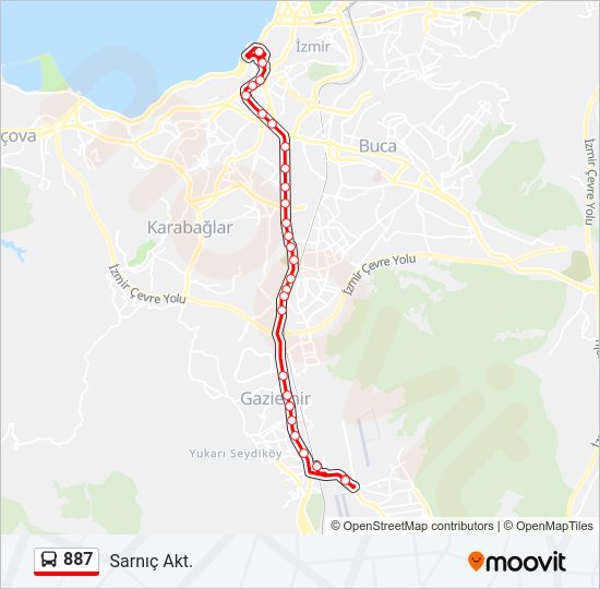 887 otobüs Hattı Haritası