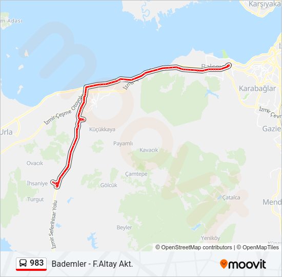 983 otobüs Hattı Haritası