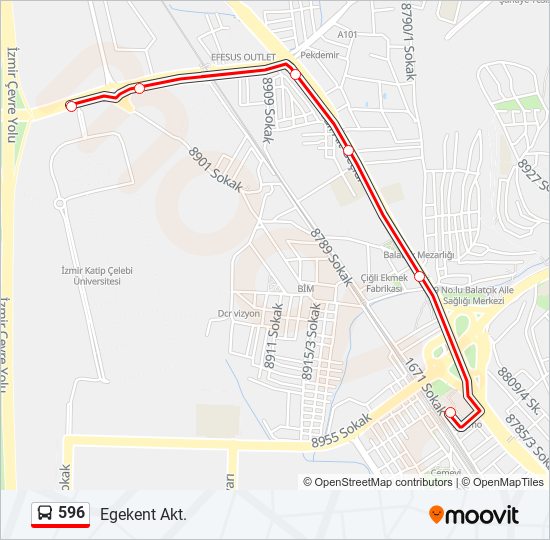 596 bus Line Map