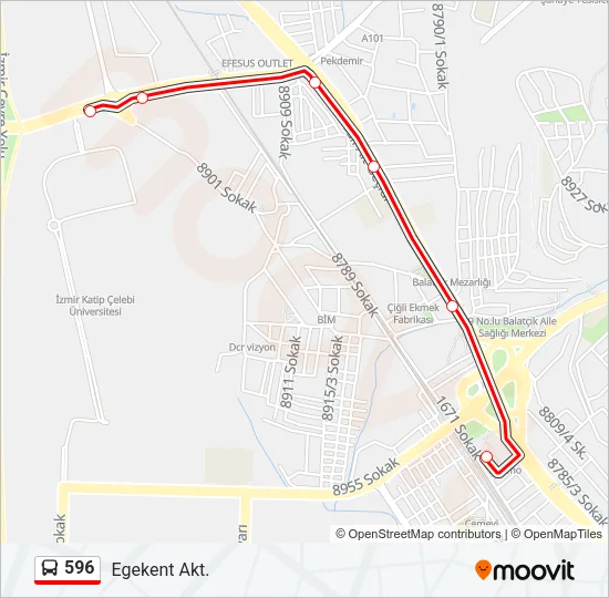 596 Bus Line Map