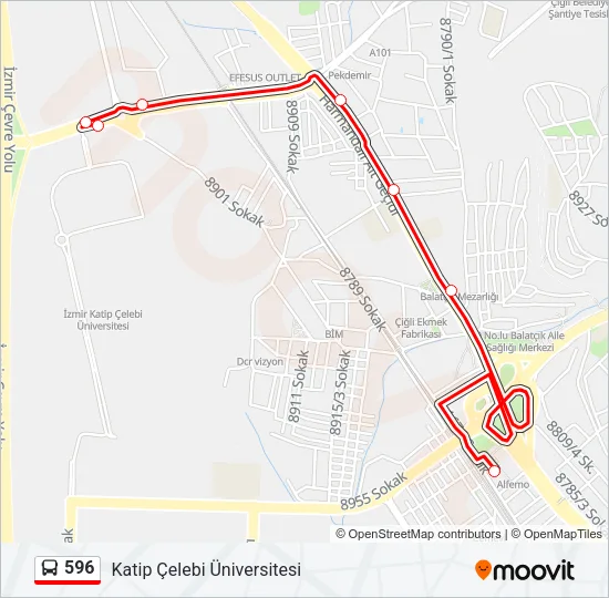 596 Bus Line Map