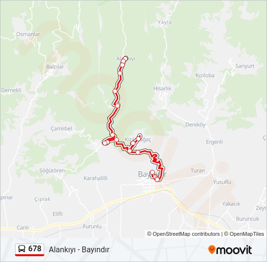 678 otobüs Hattı Haritası