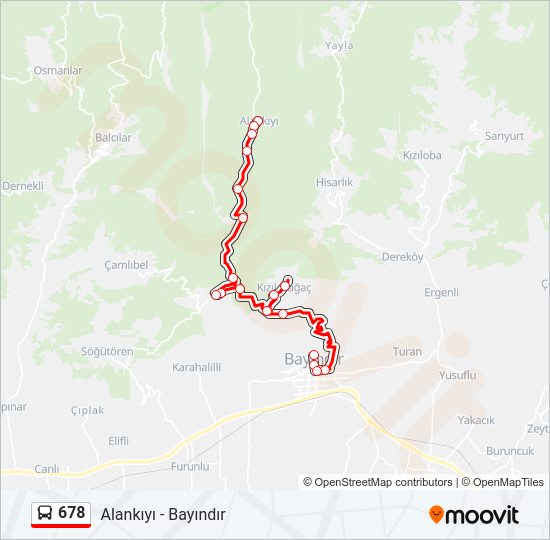 678 otobüs Hattı Haritası