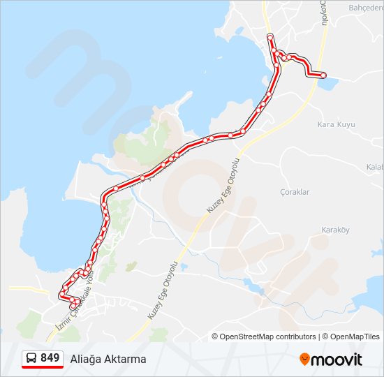 849 otobüs Hattı Haritası