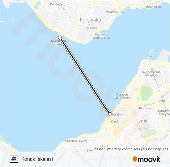 BOSTANLI - KONAK - BOSTANLI Ferry Line Map