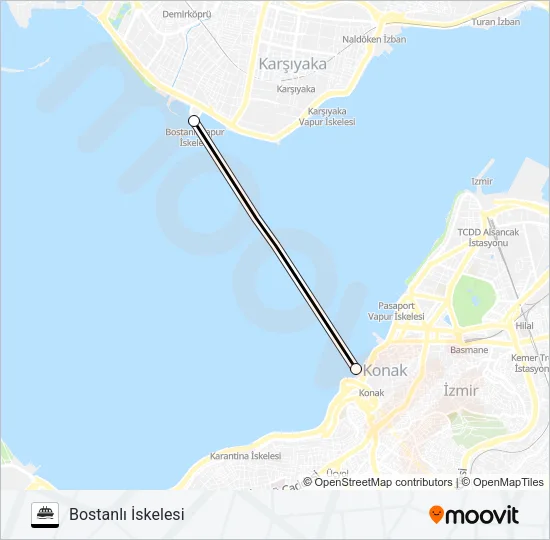 BOSTANLI - KONAK - BOSTANLI Ferry Line Map