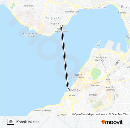KARŞIYAKA - KONAK - KARŞIYAKA Ferry Line Map