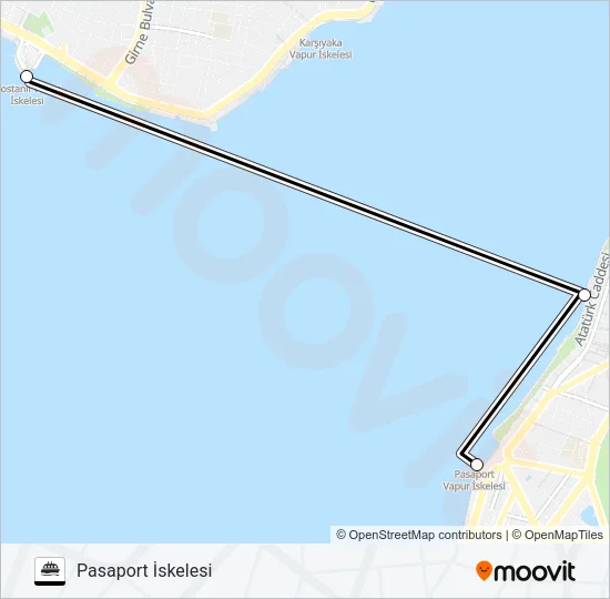 BOSTANLI - ALSANCAK - PASAPORT - BOSTANLI Ferry Line Map