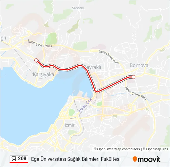 208 Bus Line Map