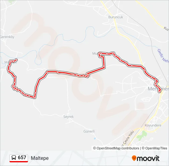 657 Bus Line Map