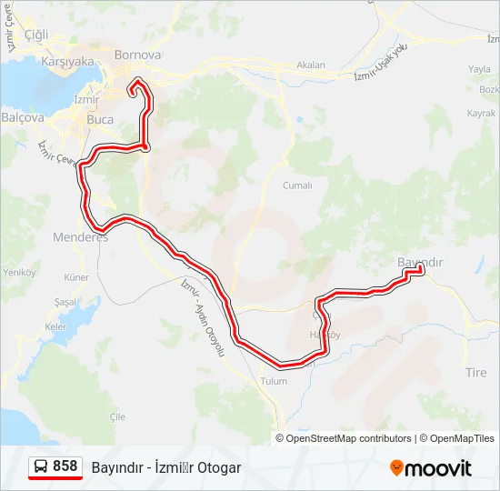 858 Bus Line Map
